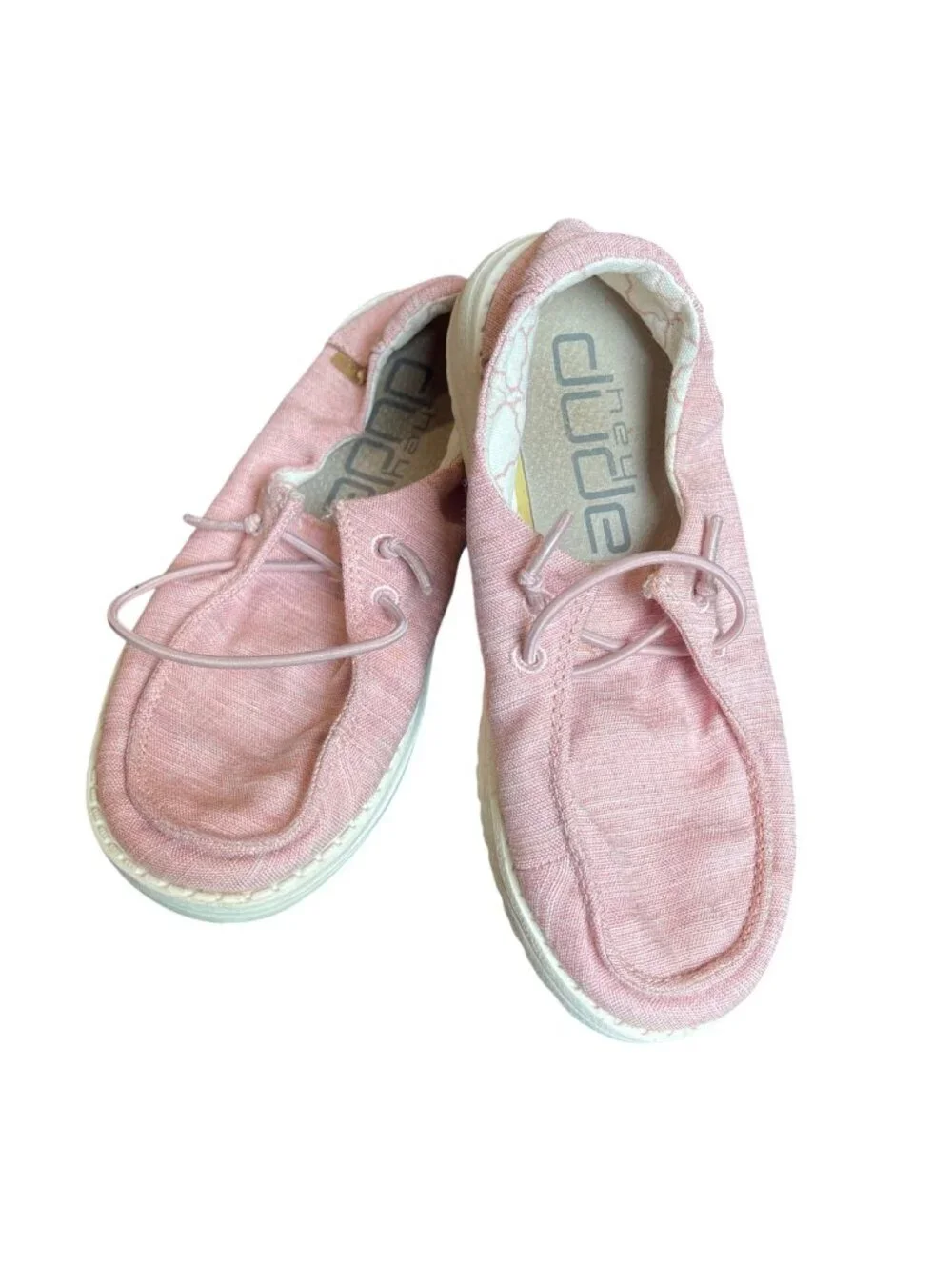 Hey Dude Wendy Youth Slip On Shoes Girls Size 12 Linen Cotton Candy Pink Casual